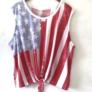 American flag bottom tie tank crop xs